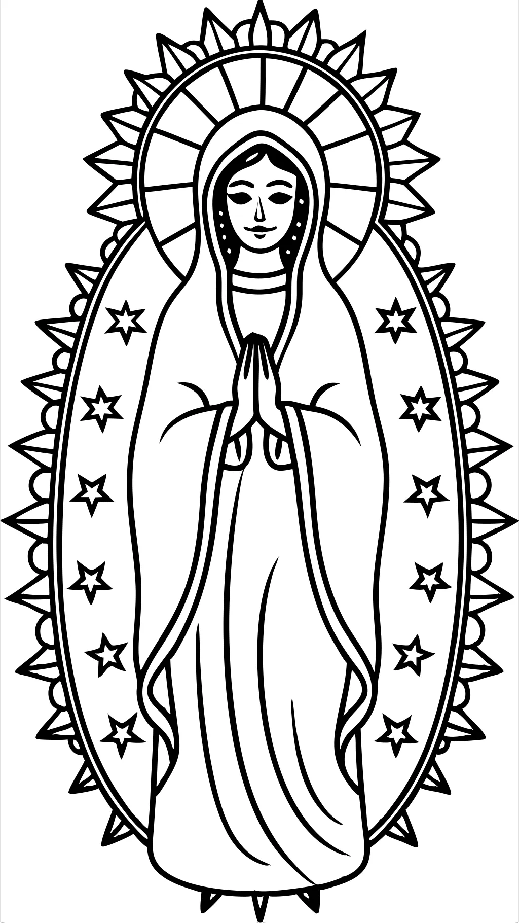 Página para colorear de Nuestra Señora de Guadalupe